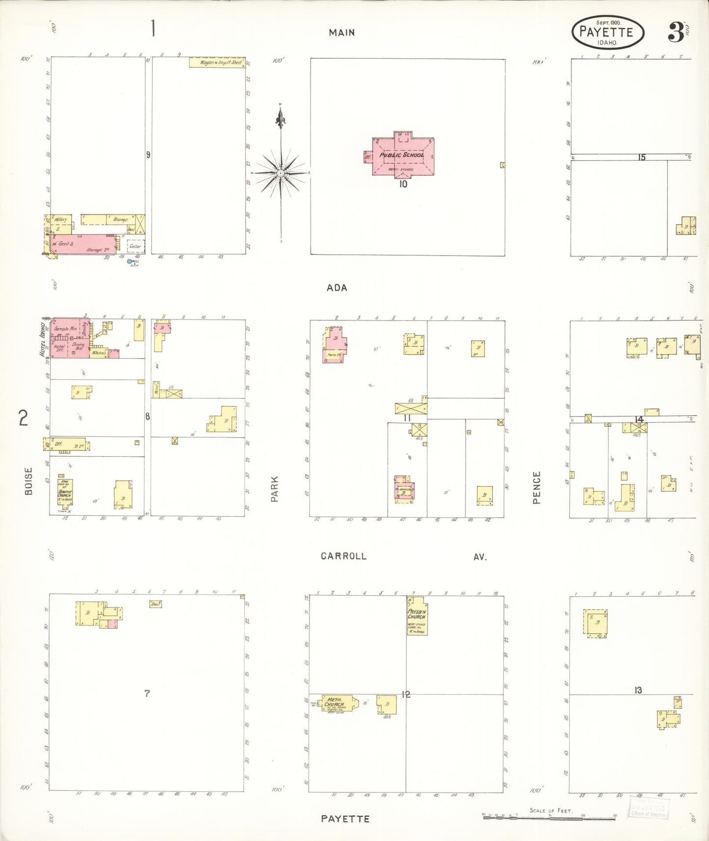 Sanborn Fire Insurance Map from Payette, Payette County, Idaho (1900), Sheet #0003 - Complete Map Set gallery image, historic Sanborn map, vintage wall art, Idaho Idaho
