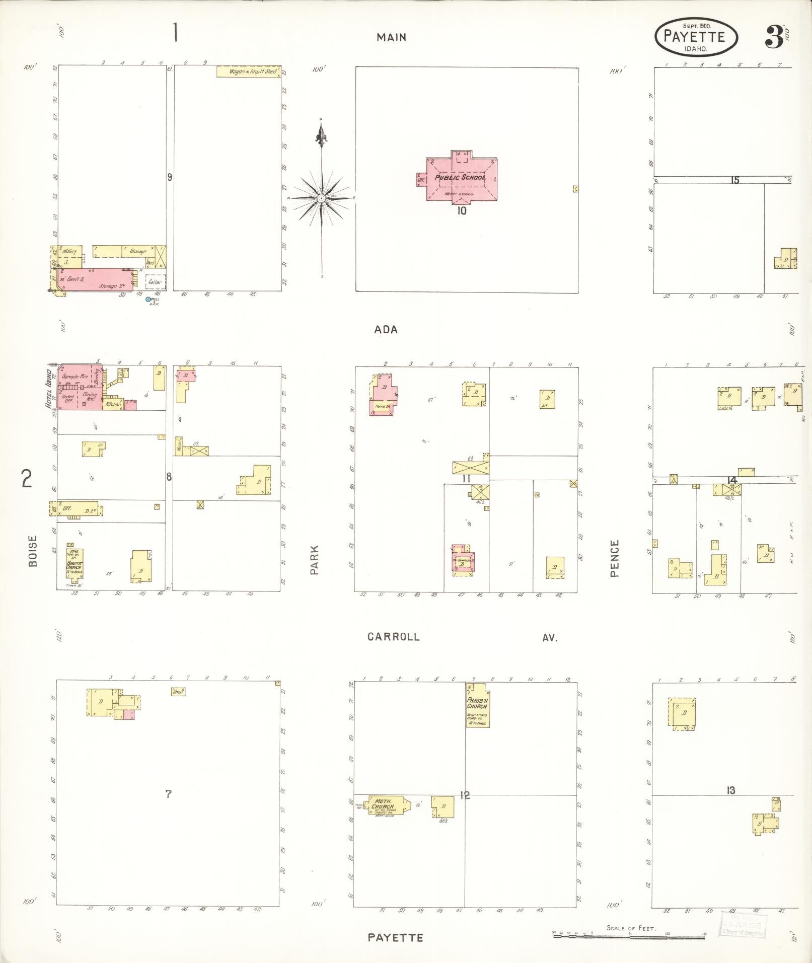 Sanborn Fire Insurance Map from Payette, Payette County, Idaho (1900), Sheet #0003 - Complete Map Set gallery image, historic Sanborn map, vintage wall art, Idaho Idaho