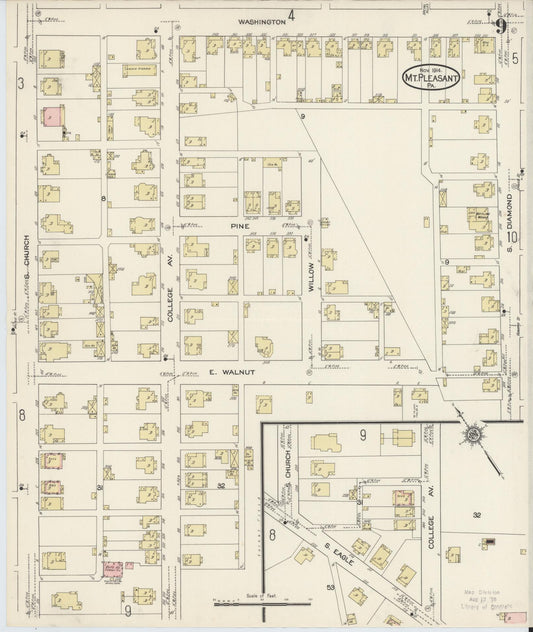 Sanborn Fire Insurance Map from Mount Pleasant, Westmoreland County, Pennsylvania (1914), Sheet #0009 - Historic Sanborn Fire Insurance Map Print, vintage old map wall art, antique decor, genealogy gift, Pennsylvania Pennsylvania map