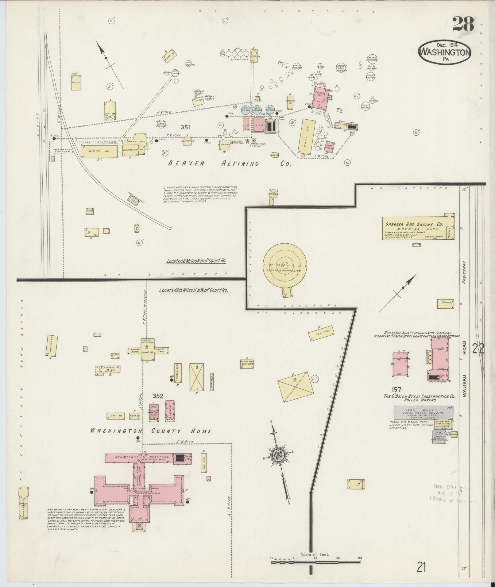Sanborn Fire Insurance Map from Washington, Washington County, Pennsylvania (1914), Sheet #0028 - Historic Sanborn Fire Insurance Map Print, vintage old map wall art, antique decor, genealogy gift, Sanborn Fire Insurance Map from Washington Washington map