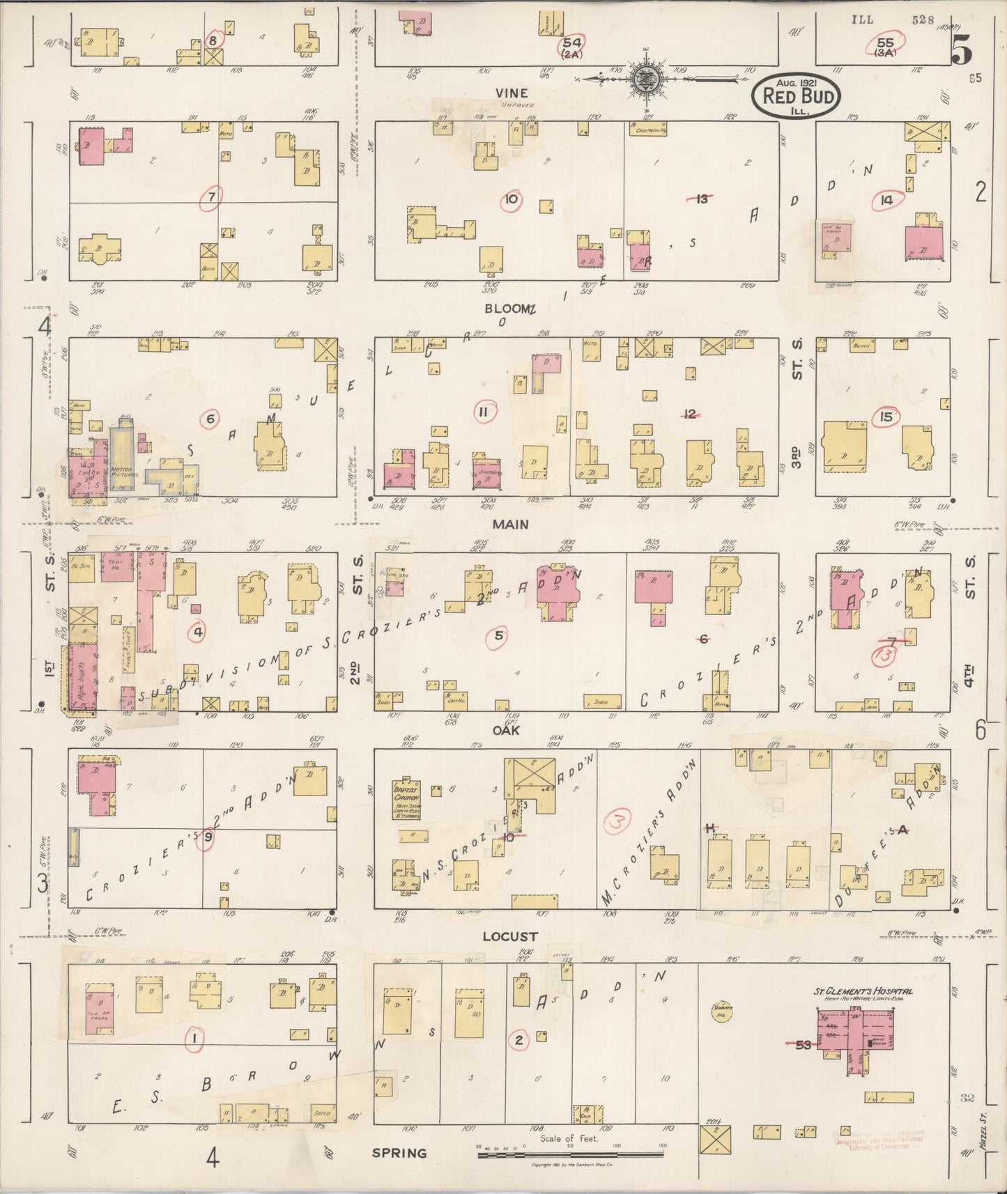 Sanborn Fire Insurance Map from Red Bud, Randolph County, Illinois (1932), Sheet #0005 - Complete Map Set gallery image, historic Sanborn map, vintage wall art, Illinois Illinois