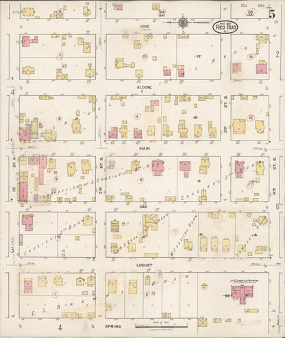 Sanborn Fire Insurance Map from Red Bud, Randolph County, Illinois (1932), Sheet #0005 - Complete Map Set gallery image, historic Sanborn map, vintage wall art, Illinois Illinois