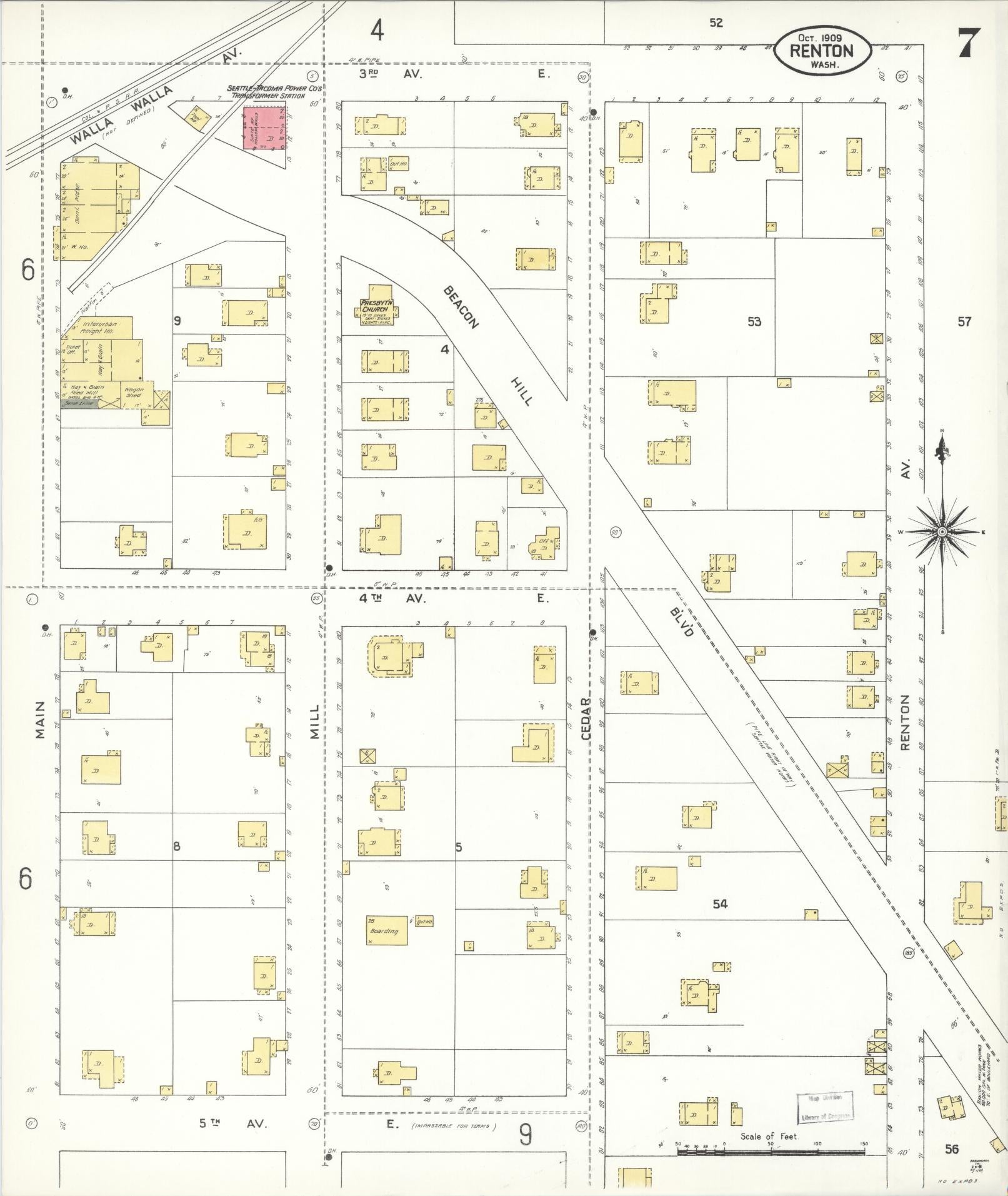 Sanborn Fire Insurance Map from Renton, King County, Washington (1909), Sheet #0007 - Complete Map Set gallery image, historic Sanborn map, vintage wall art, Washington Washington