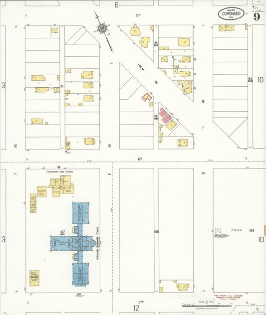Sanborn Fire Insurance Map from Coronado, San Diego County, California (1921), Sheet #0009 - Historic Sanborn Fire Insurance Map Print, vintage old map wall art, antique decor, genealogy gift, California California map