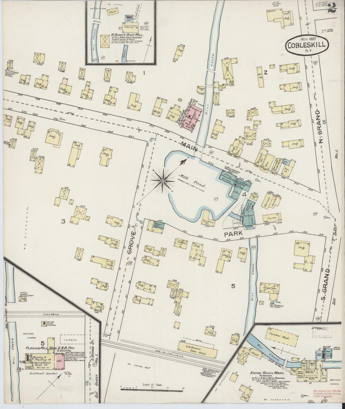 Sanborn Fire Insurance Map from Cobleskill, Schoharie County, New York (1887), Sheet #0002 - Complete Map Set gallery image, historic Sanborn map, vintage wall art, New York New York