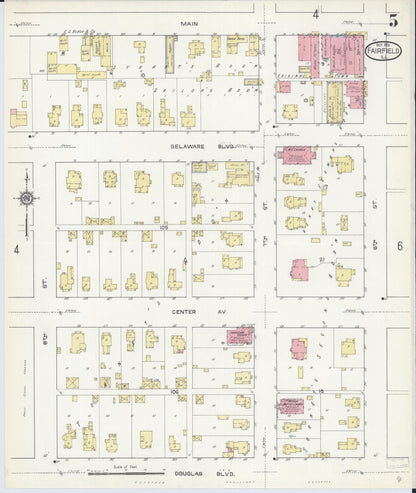 Sanborn Fire Insurance Map from Fairfield, Wayne County, Illinois (1913), Sheet #0005 - Historic Sanborn Fire Insurance Map Print, vintage old map wall art, antique decor, genealogy gift, Illinois Illinois map