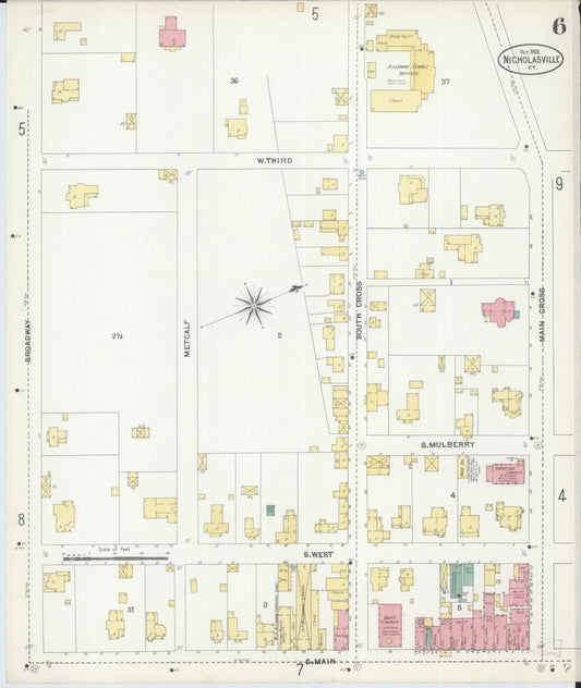 Sanborn Fire Insurance Map from Nicholasville, Jessamine County, Kentucky (1903), Sheet #0006 - Historic Sanborn Fire Insurance Map Print, vintage old map wall art, antique decor, genealogy gift, Kentucky Kentucky map