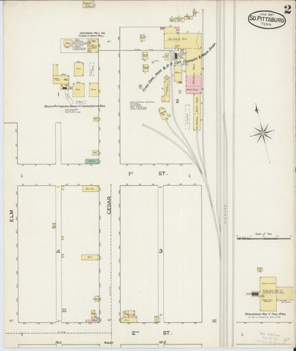 Sanborn Fire Insurance Map from South Pittsburg, Marion County, Tennessee (1887), Sheet #0002 - Complete Map Set gallery image, historic Sanborn map, vintage wall art, Tennessee Tennessee