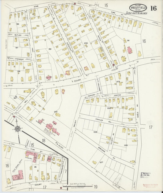 Sanborn Fire Insurance Map from Westfield, Hampden County, Massachusetts (1917), Sheet #0016 - Historic Sanborn Fire Insurance Map Print, vintage old map wall art, antique decor, genealogy gift, Massachusetts Massachusetts map