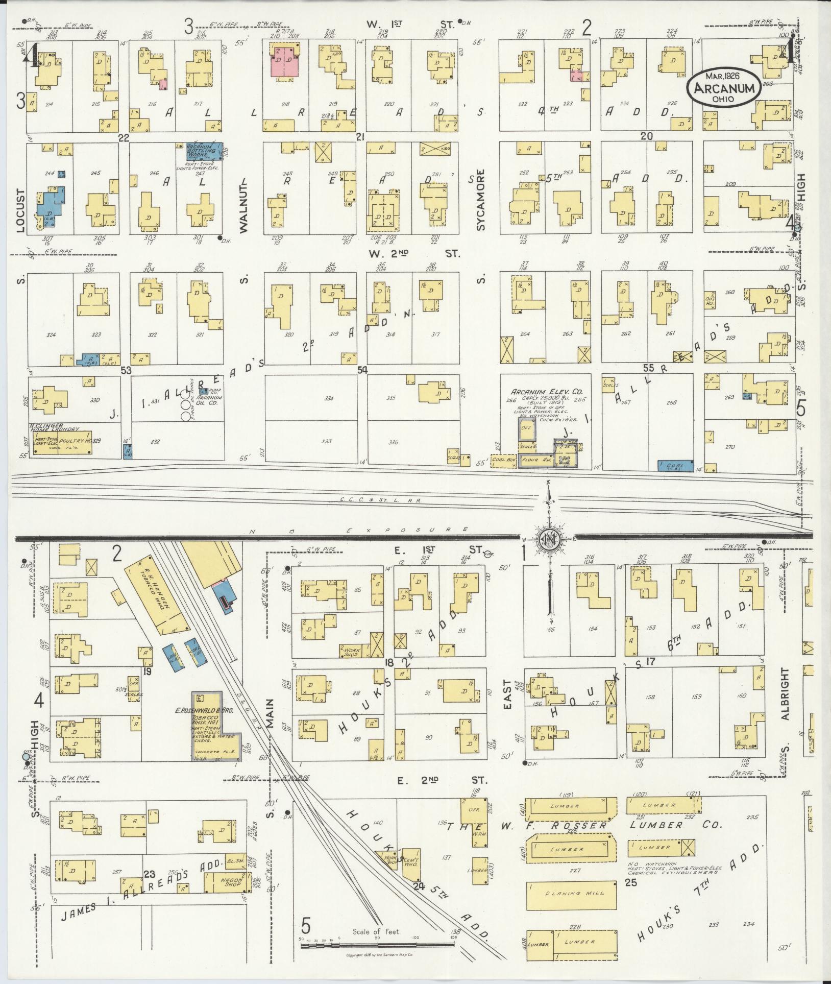 Sanborn Fire Insurance Map from Arcanum, Darke County, Ohio (1926), Sheet #0004 - Historic Sanborn Fire Insurance Map Print, vintage old map wall art, antique decor, genealogy gift, Ohio Ohio map