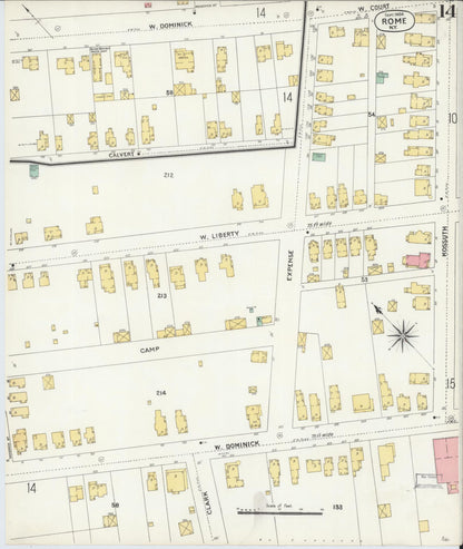 Sanborn Fire Insurance Map from Rome, Oneida County, New York (1904), Sheet #0014 - Complete Map Set gallery image, historic Sanborn map, vintage wall art, New York New York