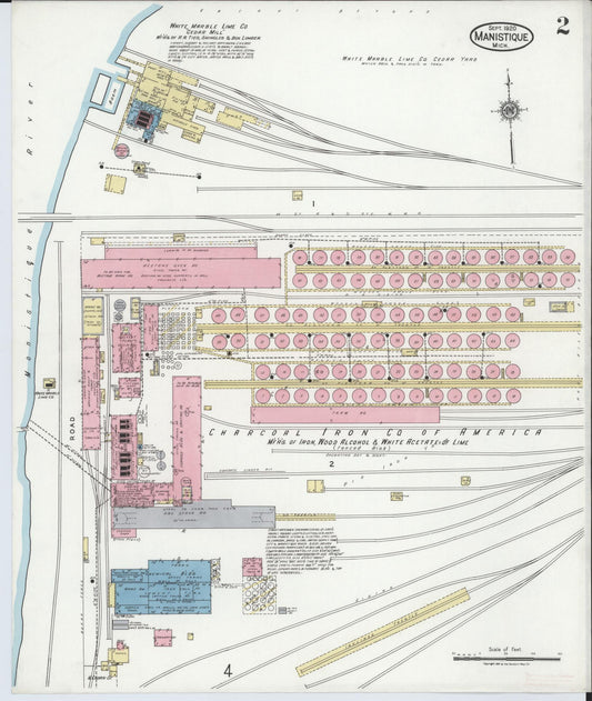 Sanborn Fire Insurance Map from Manistique, Schoolcraft County, Michigan (1920), Sheet #0002 - Historic Sanborn Fire Insurance Map Print, vintage old map wall art, antique decor, genealogy gift, Michigan Michigan map
