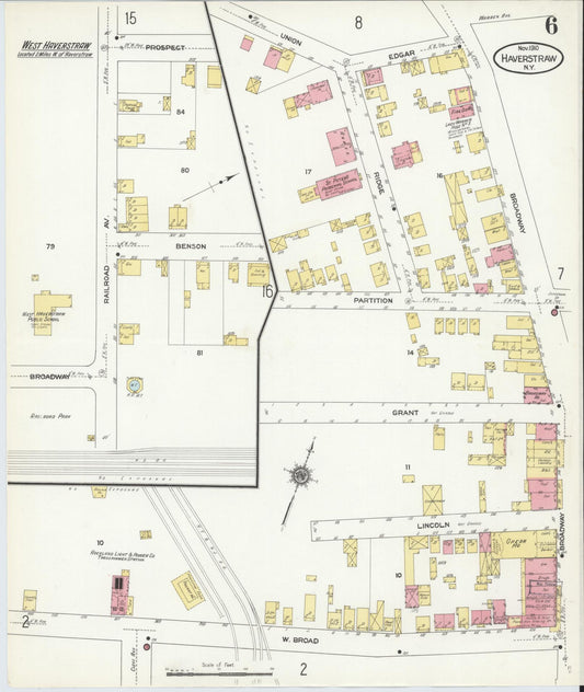 Sanborn Fire Insurance Map from Haverstraw, Rockland County, New York (1910), Sheet #0006 - Historic Sanborn Fire Insurance Map Print, vintage old map wall art, antique decor, genealogy gift, New York New York map