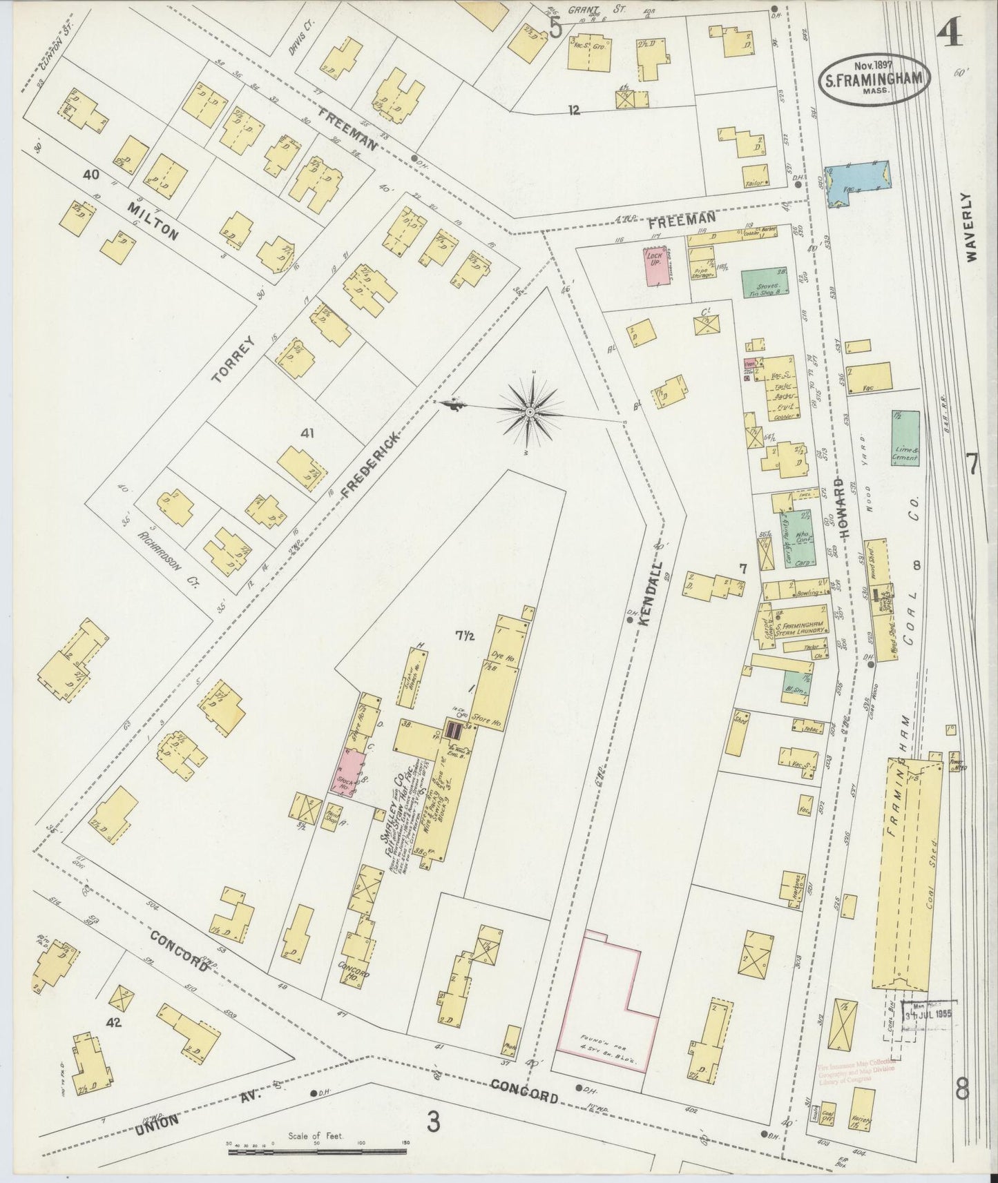 Sanborn Fire Insurance Map from South Farmington, Middlesex County, Massachusetts (1897), Sheet #0004 - Historic Sanborn Fire Insurance Map Print, vintage old map wall art, antique decor, genealogy gift, Massachusetts Massachusetts map