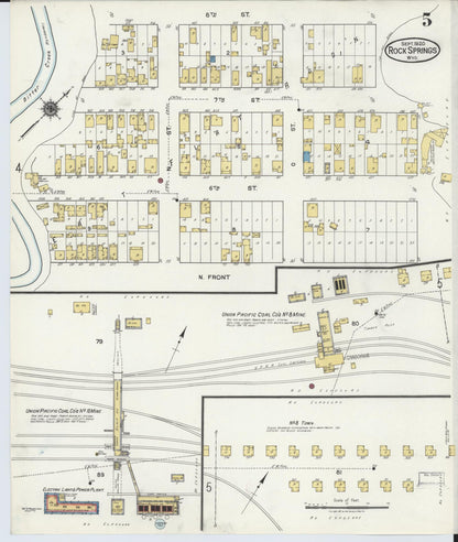 Sanborn Fire Insurance Map from Rock Springs, Sweetwater County, Wyoming (1920), Sheet #0005 - Complete Map Set gallery image, historic Sanborn map, vintage wall art, Wyoming Wyoming