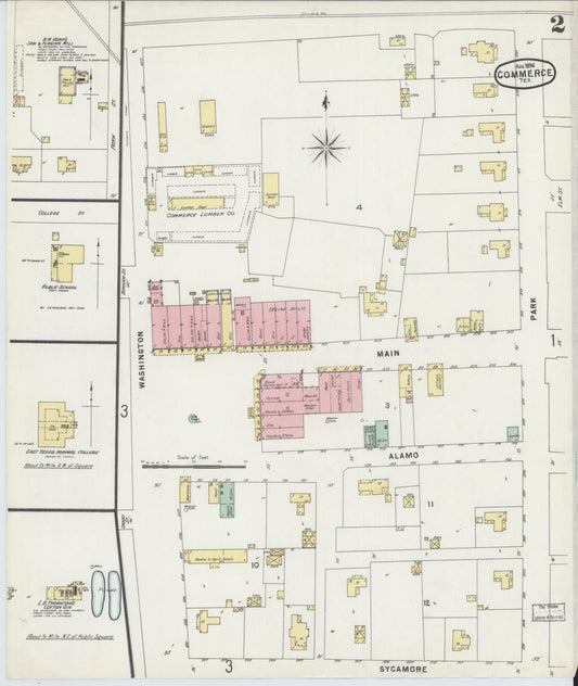 Sanborn Fire Insurance Map from Commerce, Hunt County, Texas (1896), Sheet #0002 - Historic Sanborn Fire Insurance Map Print, vintage old map wall art, antique decor, genealogy gift, Texas Texas map