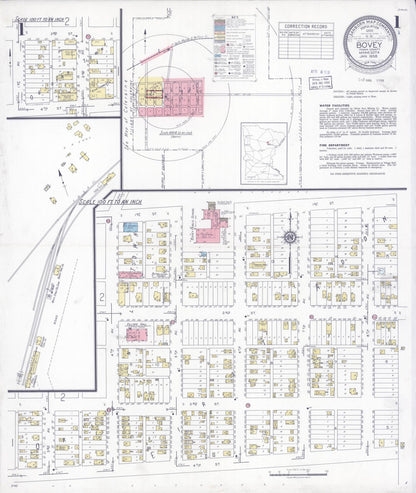 Sanborn Fire Insurance Map from Bovey, Itasca County, Minnesota (1938), Sheet #0001 - Complete Map Set gallery image, historic Sanborn map, vintage wall art, Minnesota Minnesota