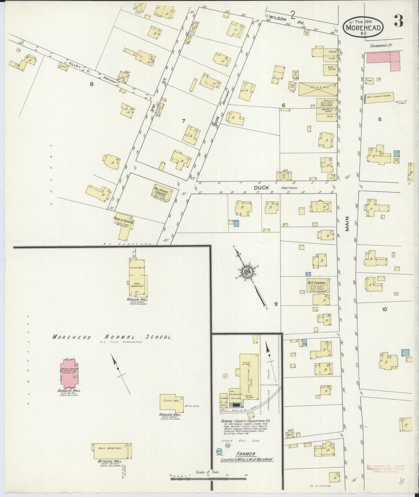 Sanborn Fire Insurance Map from Morehead, Rowan County, Kentucky (1914), Sheet #0003 - Complete Map Set gallery image, historic Sanborn map, vintage wall art, Kentucky Kentucky
