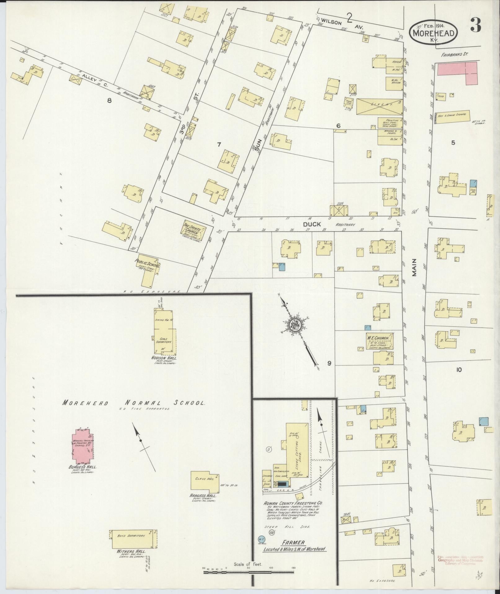 Sanborn Fire Insurance Map from Morehead, Rowan County, Kentucky (1914), Sheet #0003 - Complete Map Set gallery image, historic Sanborn map, vintage wall art, Kentucky Kentucky
