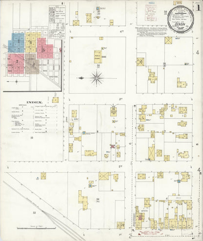 Sanborn Fire Insurance Map from Dixon, Solano County, California (1900), Sheet #0001 - Complete Map Set gallery image, historic Sanborn map, vintage wall art, California California