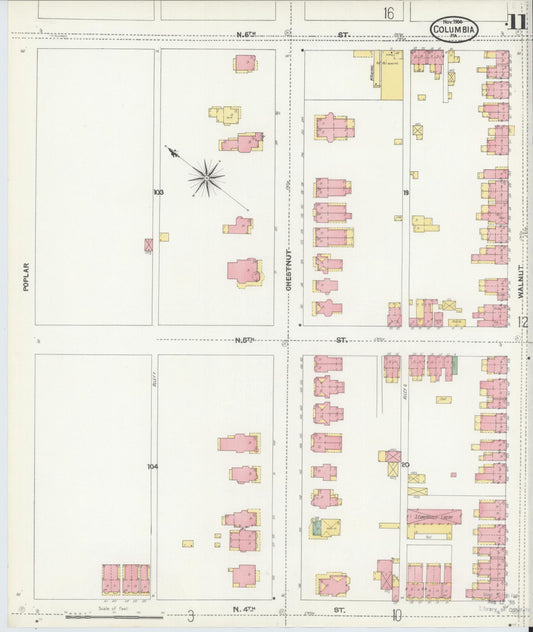 Sanborn Fire Insurance Map from Columbia, Lancaster County, Pennsylvania (1904), Sheet #0011 - Historic Sanborn Fire Insurance Map Print, vintage old map wall art, antique decor, genealogy gift, Pennsylvania Pennsylvania map