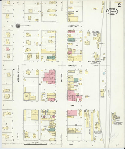 Sanborn Fire Insurance Map from Genoa, Nance County, Nebraska (1909), Sheet #0002 - Complete Map Set gallery image, historic Sanborn map, vintage wall art, Nebraska Nebraska