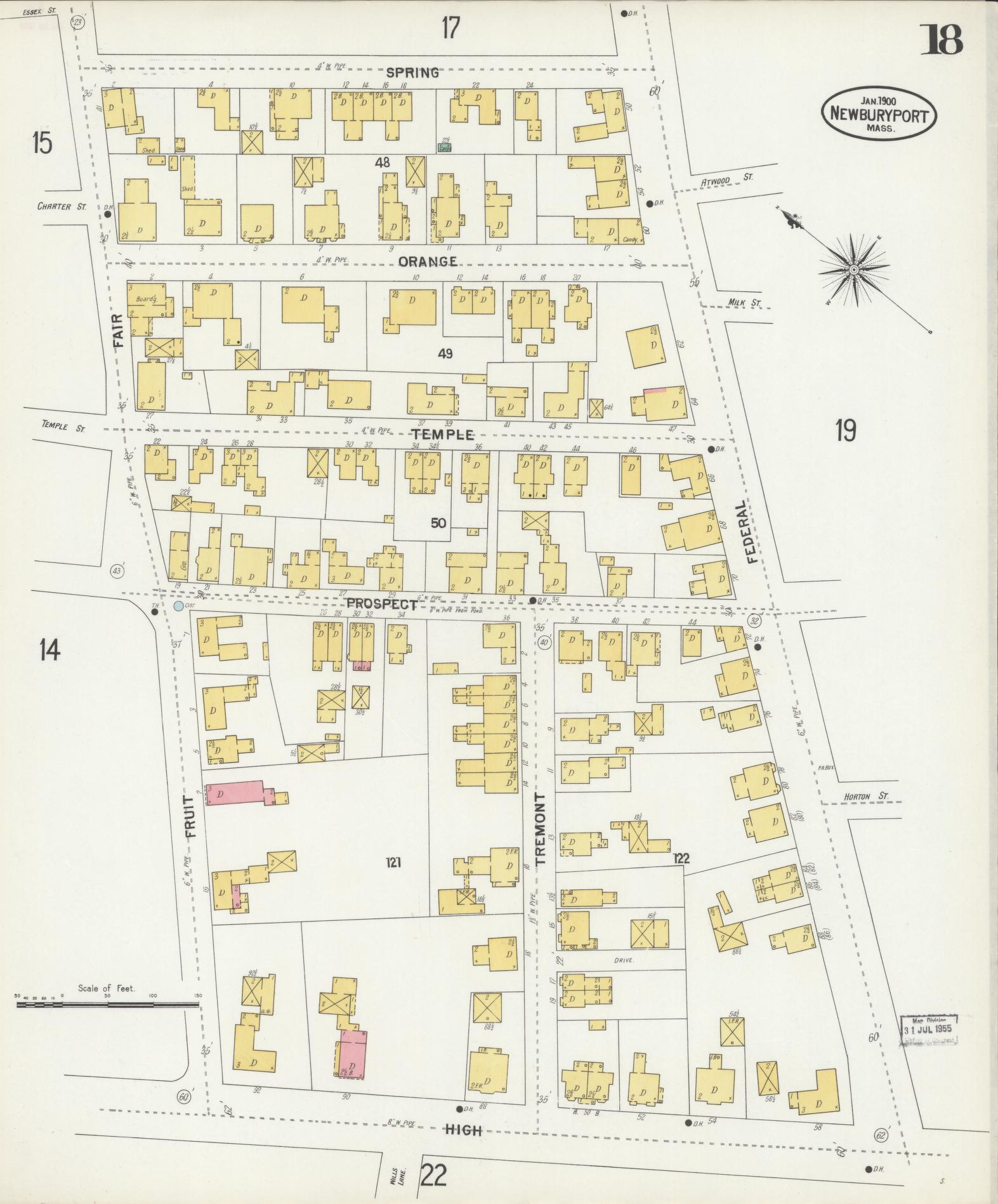 Sanborn Fire Insurance Map from Newburyport, Essex County, Massachusetts (1900), Sheet #0018 - Complete Map Set gallery image, historic Sanborn map, vintage wall art, Massachusetts Massachusetts