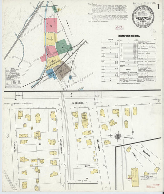 Sanborn Fire Insurance Map from Weedsport, Cayuga County, New York (1911), Sheet #0001 - Complete Map Set gallery image, historic Sanborn map, vintage wall art, New York New York