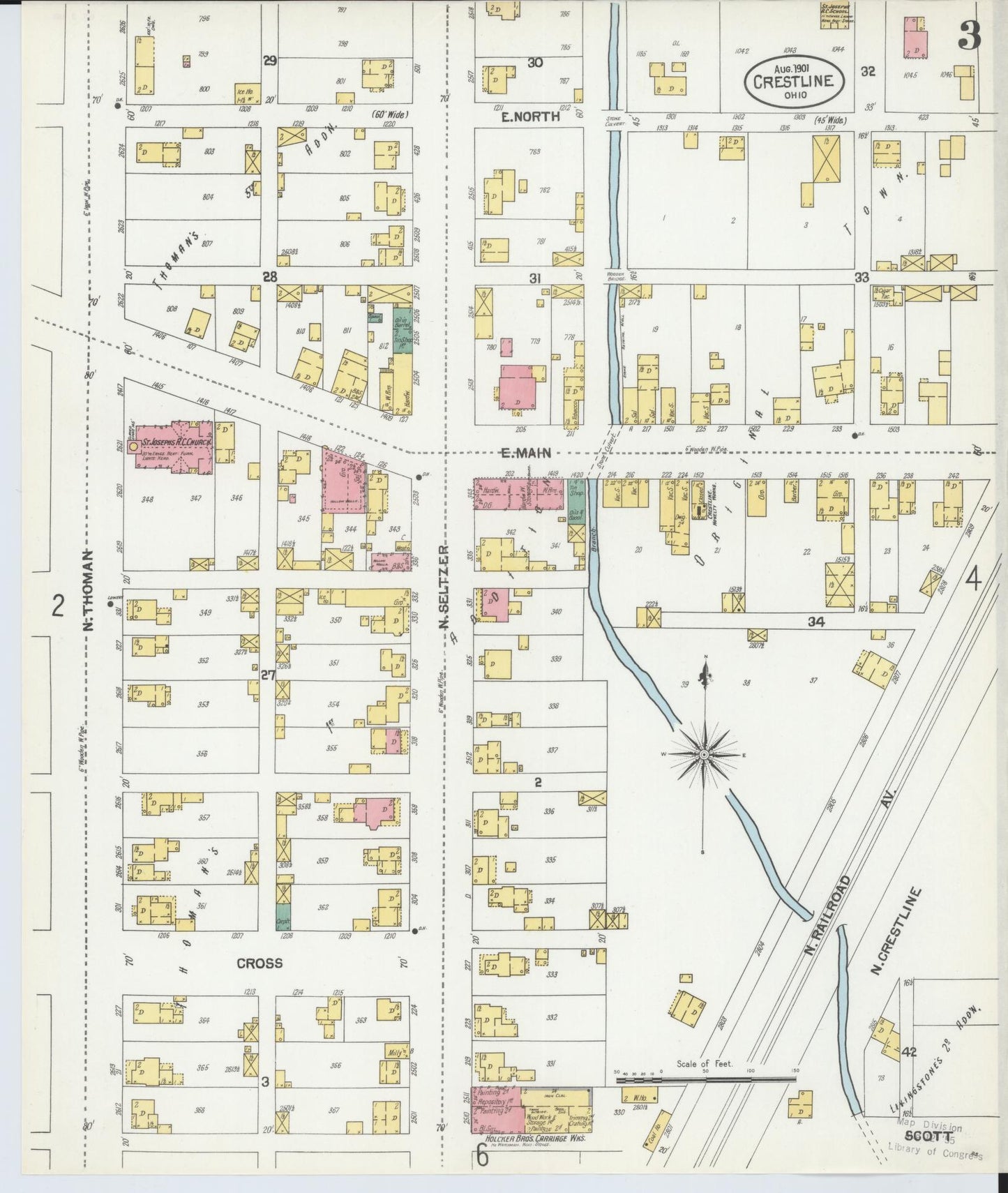 Sanborn Fire Insurance Map from Crestline, Crawford County, Ohio (1901), Sheet #0003 - Complete Map Set gallery image, historic Sanborn map, vintage wall art, Ohio Ohio