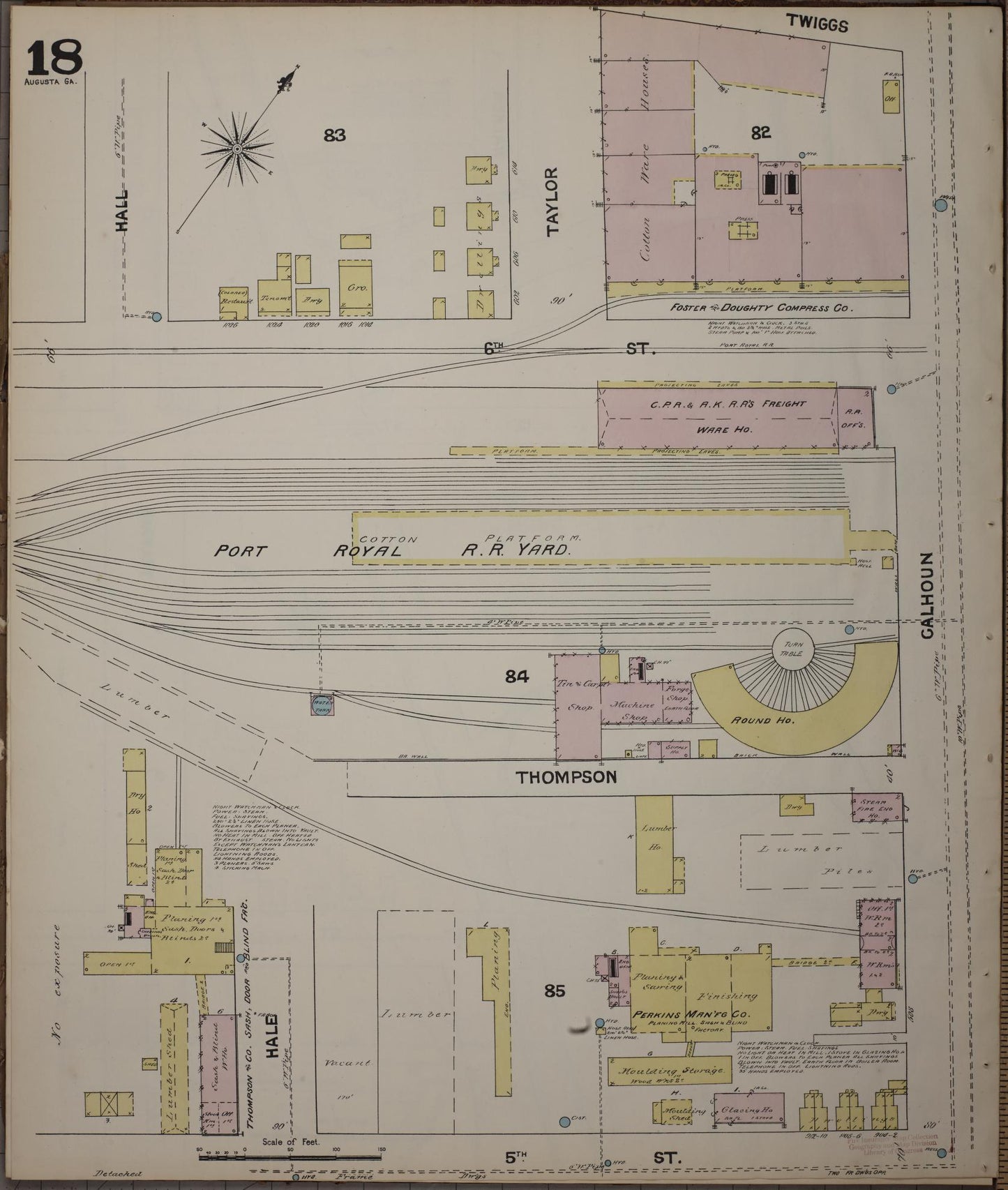Sanborn Fire Insurance Map from Augusta, Richmond County, Georgia (1890), Sheet #0018 - Historic Sanborn Fire Insurance Map Print, vintage old map wall art, antique decor, genealogy gift, Georgia Georgia map