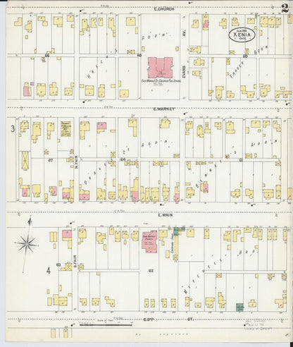Sanborn Fire Insurance Map from Xenia, Greene County, Ohio (1901), Sheet #0002 - Complete Map Set gallery image, historic Sanborn map, vintage wall art, Ohio Ohio