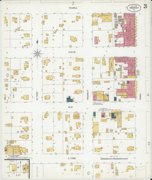 Sanborn Fire Insurance Map from Waverly, Morgan County, Illinois (1906), Sheet #0003 - Historic Sanborn Fire Insurance Map Print, vintage old map wall art, antique decor, genealogy gift, Illinois Illinois map