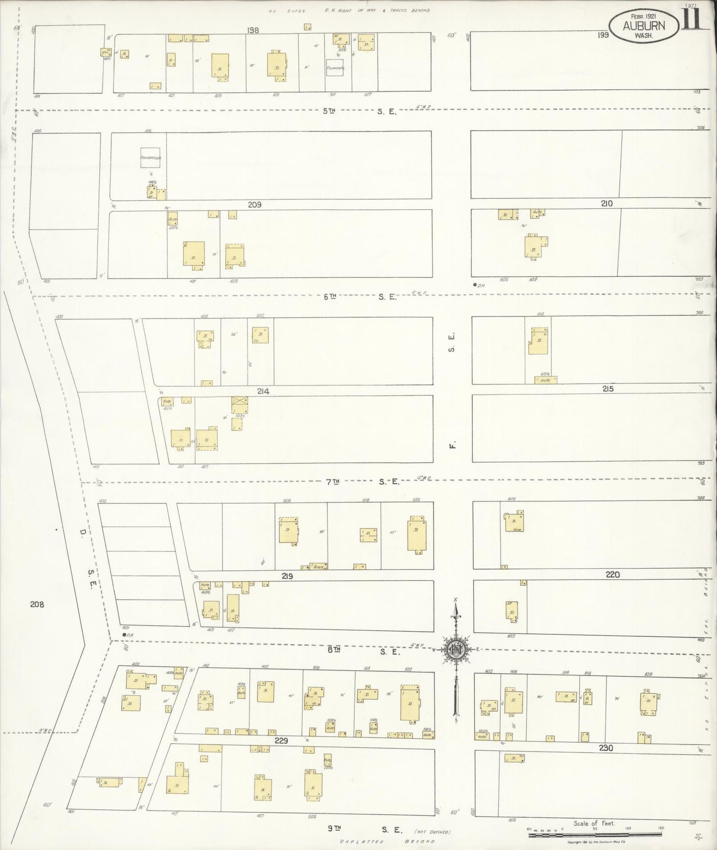 Sanborn Fire Insurance Map from Auburn [see also Slaughter], King County, Washington (1921), Sheet #0011 - Complete Map Set gallery image, historic Sanborn map, vintage wall art, Washington Washington