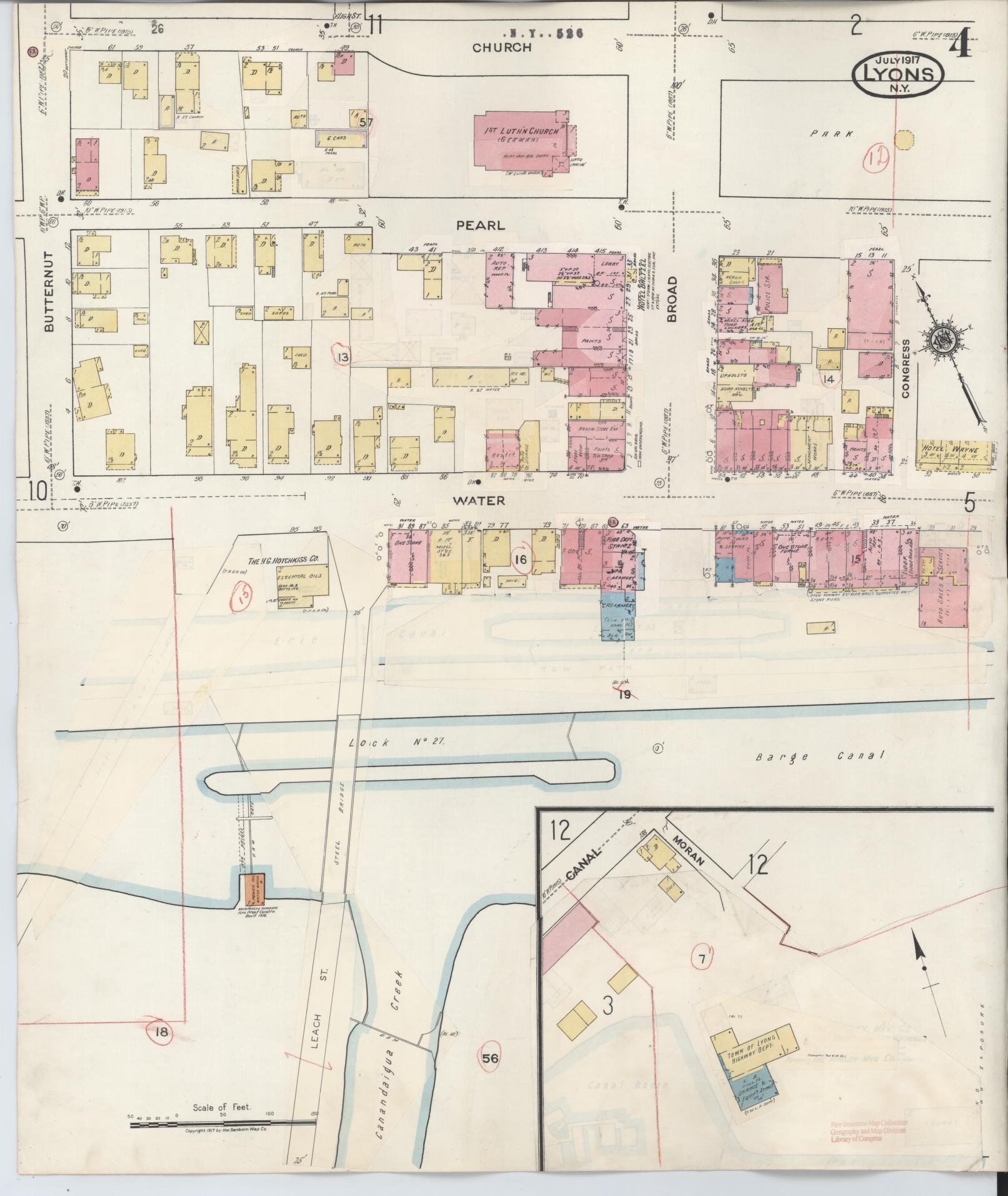 Sanborn Fire Insurance Map from Lyons, Wayne County, New York (1949), Sheet #0004 - Complete Map Set gallery image, historic Sanborn map, vintage wall art, New York New York