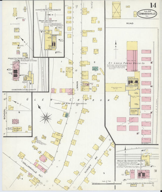 Sanborn Fire Insurance Map from Edwardsville, Madison County, Illinois (1909), Sheet #0014 - Historic Sanborn Fire Insurance Map Print, vintage old map wall art, antique decor, genealogy gift, Illinois Illinois map