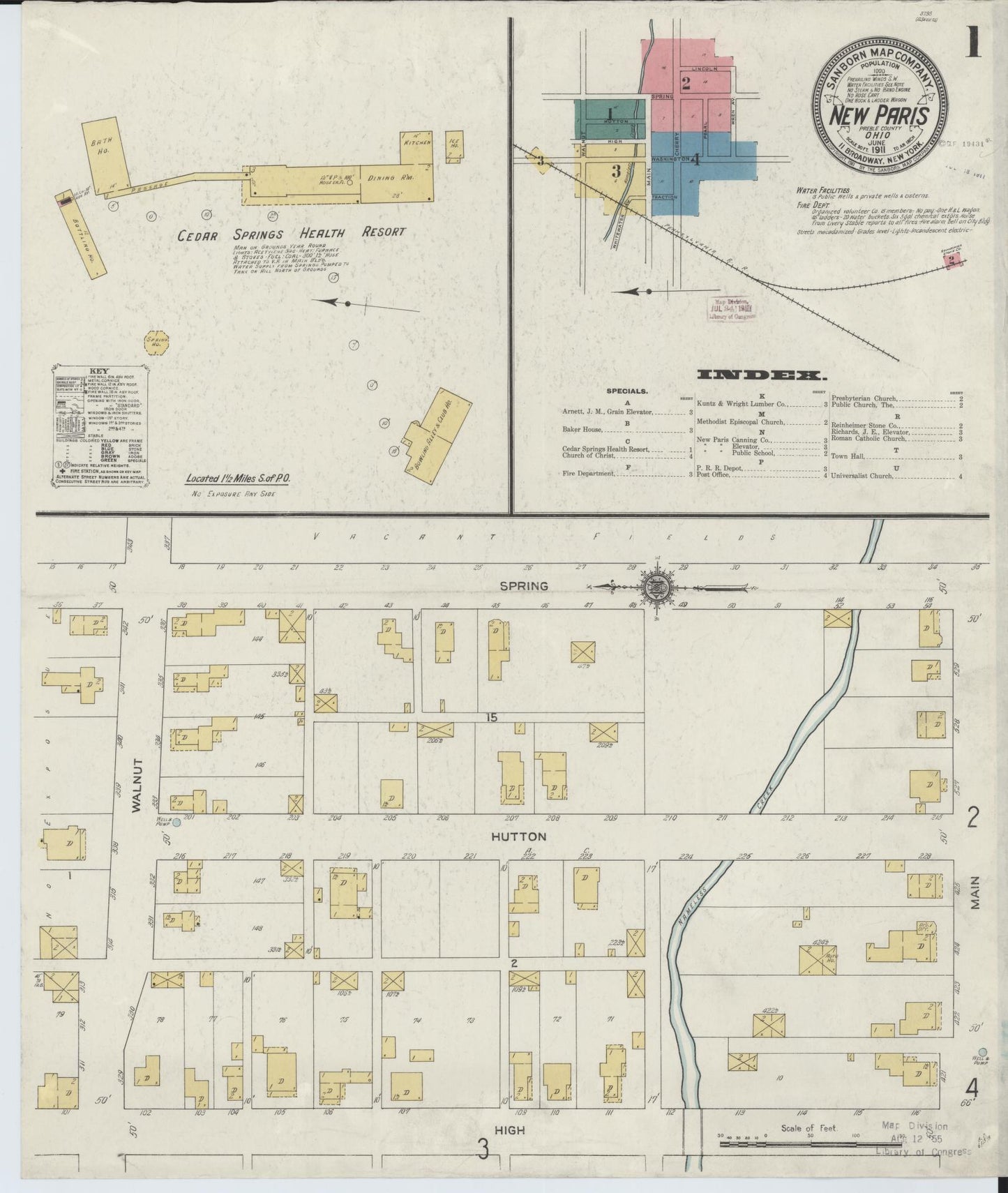 Sanborn Fire Insurance Map from New Paris, Preble County, Ohio (1911), Sheet #0001 - Complete Map Set gallery image, historic Sanborn map, vintage wall art, Ohio Ohio