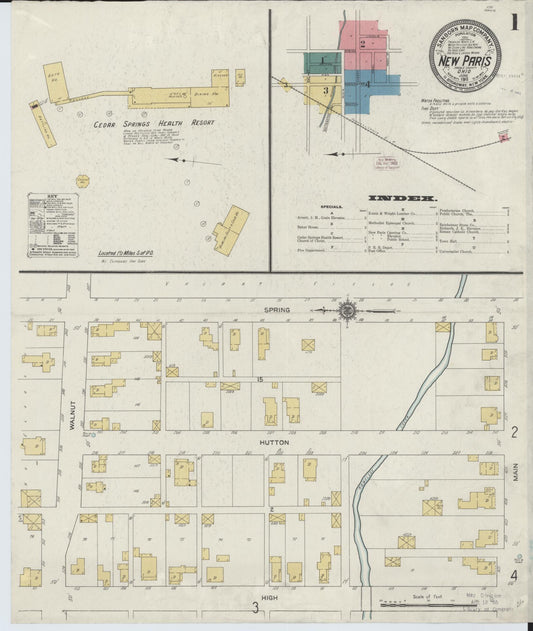 Sanborn Fire Insurance Map from New Paris, Preble County, Ohio (1911), Sheet #0001 - Complete Map Set gallery image, historic Sanborn map, vintage wall art, Ohio Ohio