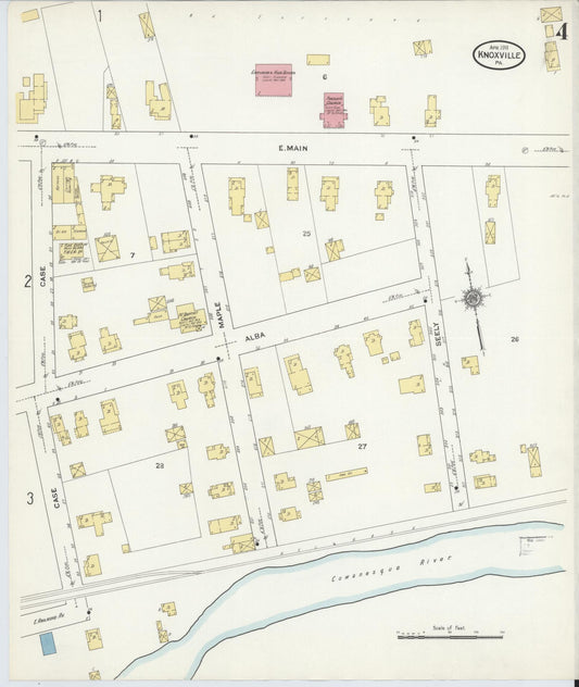 Sanborn Fire Insurance Map from Knoxville, Tioga County, Pennsylvania (1911), Sheet #0004 - Historic Sanborn Fire Insurance Map Print, vintage old map wall art, antique decor, genealogy gift, Pennsylvania Pennsylvania map