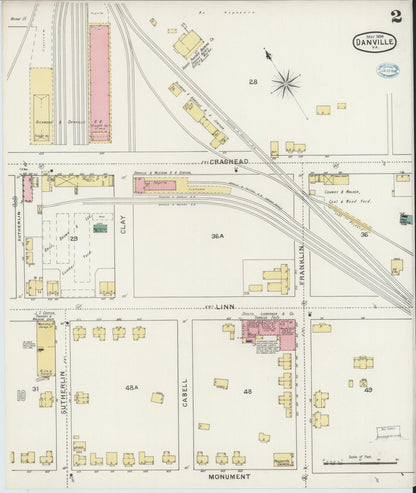 Sanborn Fire Insurance Map from Danville, Independent Cities, Virginia (1894), Sheet #0002 - Complete Map Set gallery image, historic Sanborn map, vintage wall art, Virginia Virginia