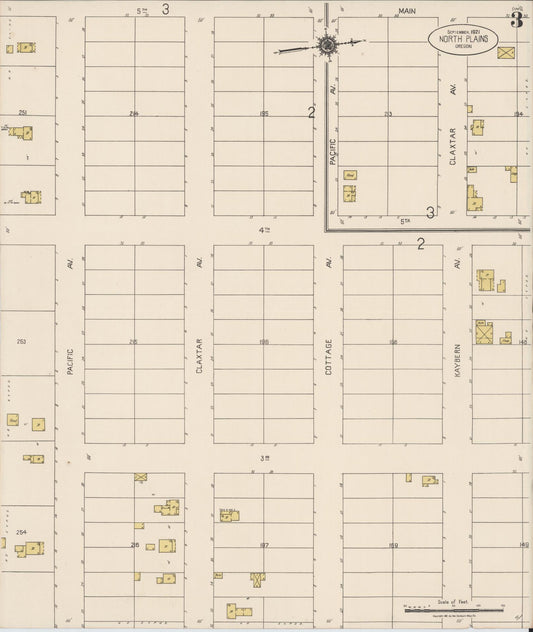 Sanborn Fire Insurance Map from North Plains, Washington County, Oregon (1921), Sheet #0003 - Historic Sanborn Fire Insurance Map Print, vintage old map wall art, antique decor, genealogy gift, Oregon Oregon map