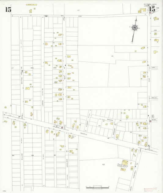 Sanborn Fire Insurance Map from Whitman, Plymouth County, Massachusetts (1939), Sheet #0015 - Historic Sanborn Fire Insurance Map Print, vintage old map wall art, antique decor, genealogy gift, Massachusetts Massachusetts map