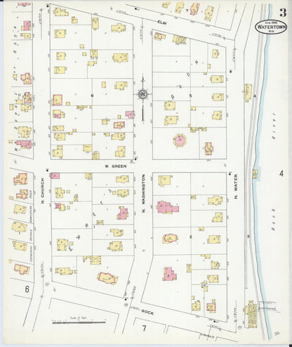 Sanborn Fire Insurance Map from Watertown, Jefferson County, Wisconsin (1909), Sheet #0003 - Complete Map Set gallery image, historic Sanborn map, vintage wall art, Wisconsin Wisconsin