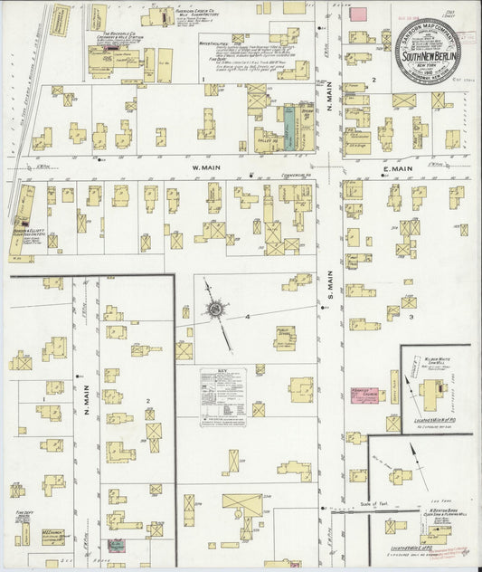 Sanborn Fire Insurance Map from South New Berlin, Chenango County, New York (1910), Sheet #0001 - Historic Sanborn Fire Insurance Map Print, vintage old map wall art, antique decor, genealogy gift, New York New York map
