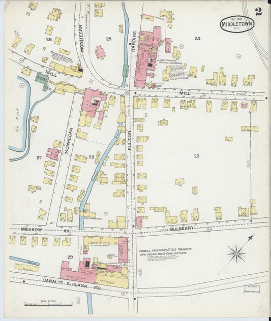 Sanborn Fire Insurance Map from Middletown, Orange County, New York (1892), Sheet #0002 - Historic Sanborn Fire Insurance Map Print, vintage old map wall art, antique decor, genealogy gift, New York New York map