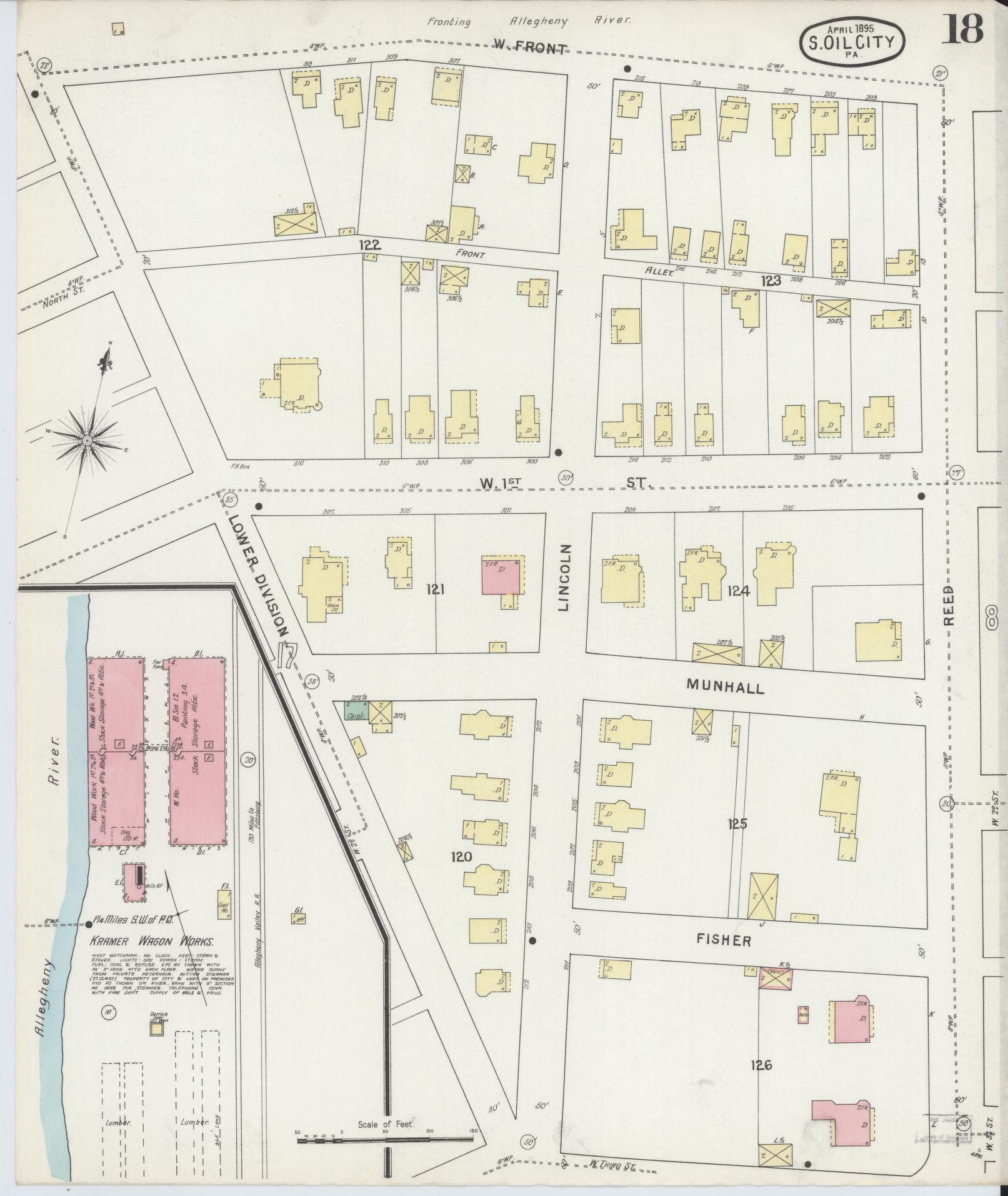 Sanborn Fire Insurance Map from Oil City, Venango County, Pennsylvania (1895), Sheet #0018 - Historic Sanborn Fire Insurance Map Print, vintage old map wall art, antique decor, genealogy gift, Pennsylvania Pennsylvania map