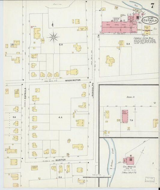 Sanborn Fire Insurance Map from Eufaula, Barbour County, Alabama (1897), Sheet #0007 - Historic Sanborn Fire Insurance Map Print, vintage old map wall art, antique decor, genealogy gift, Alabama Alabama map