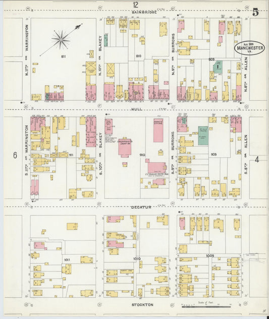 Sanborn Fire Insurance Map from Manchester, Chesterfield County, Virginia. (1905), Sheet 5 – Historic Sanborn Fire Insurance Map Print