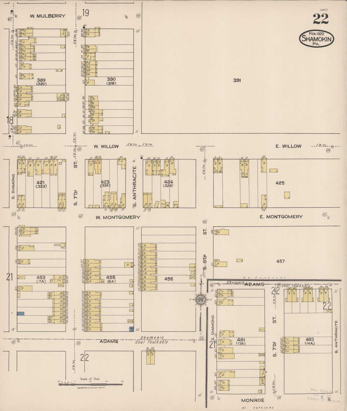 Sanborn Fire Insurance Map from Shamokin, Northumberland County, Pennsylvania (1922), Sheet #0022 - Complete Map Set gallery image, historic Sanborn map, vintage wall art, Pennsylvania Pennsylvania