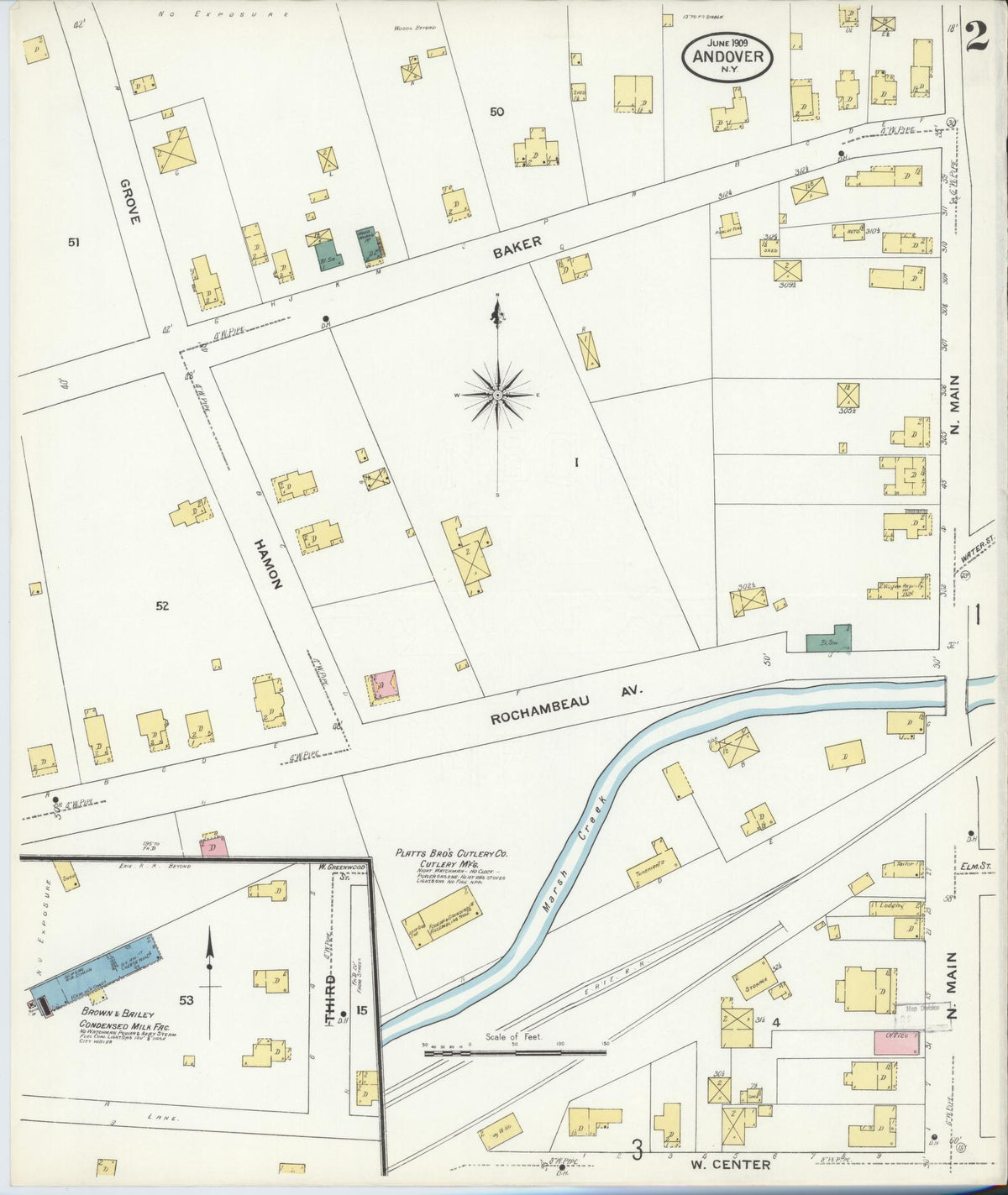 Sanborn Fire Insurance Map from Andover, Allegany County, New York (1909), Sheet #0002 - Historic Sanborn Fire Insurance Map Print, vintage old map wall art, antique decor, genealogy gift, New York New York map