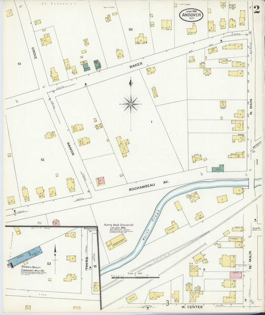 Sanborn Fire Insurance Map from Andover, Allegany County, New York (1909), Sheet #0002 - Historic Sanborn Fire Insurance Map Print, vintage old map wall art, antique decor, genealogy gift, New York New York map